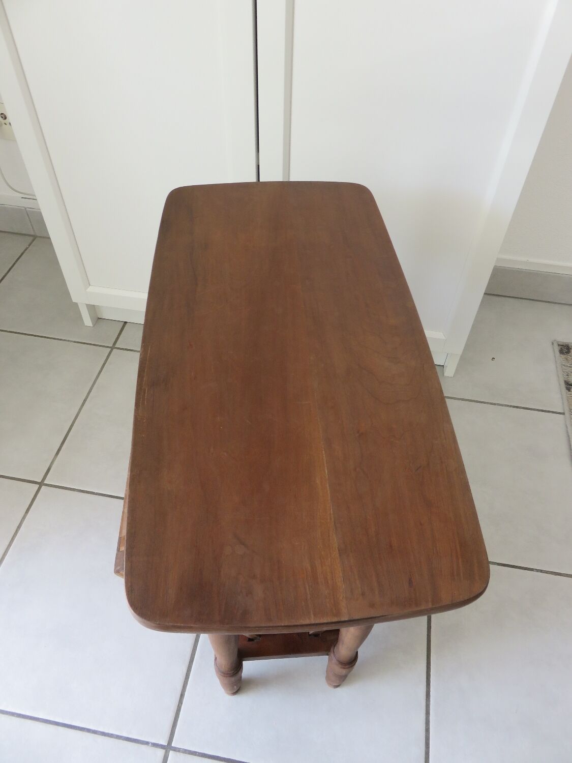 Vintage wooden and cane magazine rack Side table