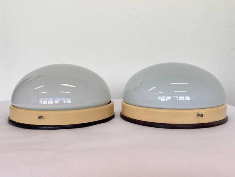Pair of Bakelite Bauhaus ceiling lights or Flush Mounts, wall lamps - 1940s