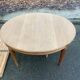 Renovated round Art Deco dining table in solid oak, 1950, 230cm extendable.