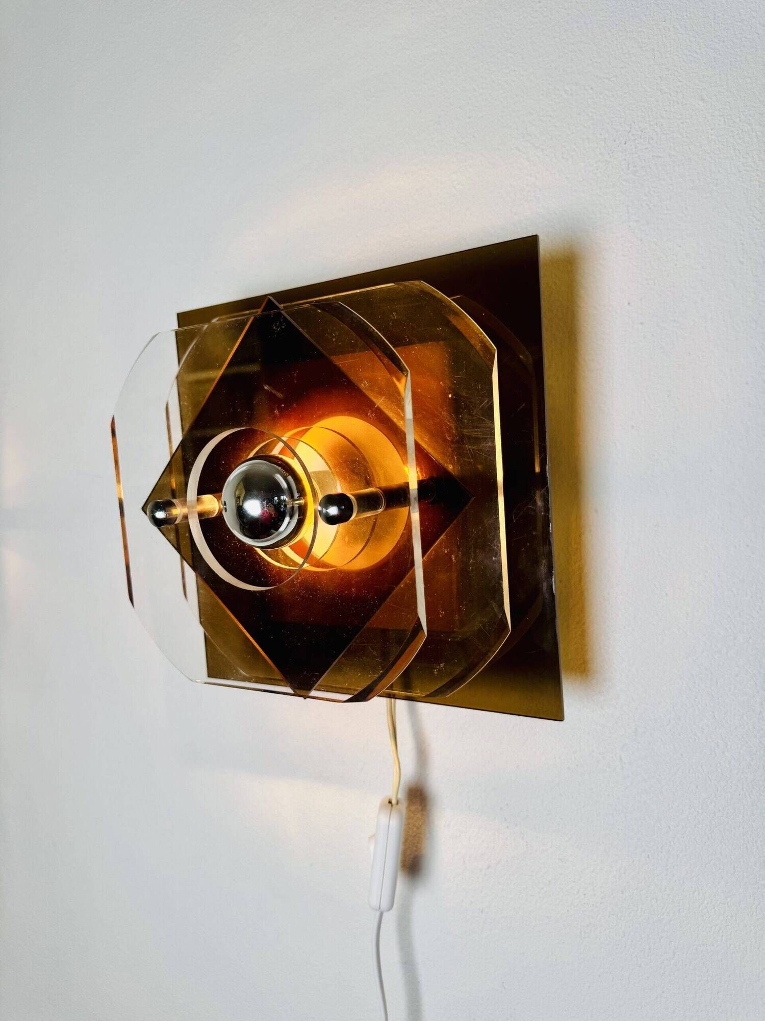 Geometric Space Age Wall Lamps In Layered Plexiglass By Herda Verlichting, The Netherlands 1970S