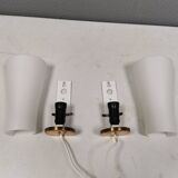 A set of retro wall lamps with white opal glass shades, Denmark 1950s