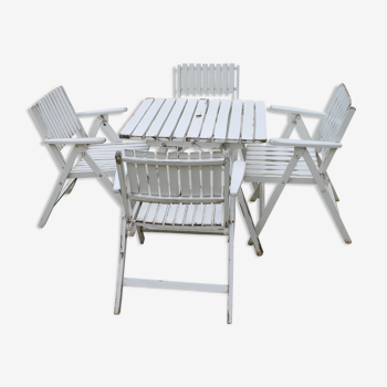 Ensemble table fauteuils & chaise de jardin vintage R. Gleizes