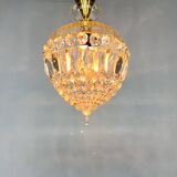 Lustre en cristal et laiton du milieu du siècle, Tchécoslovaquie