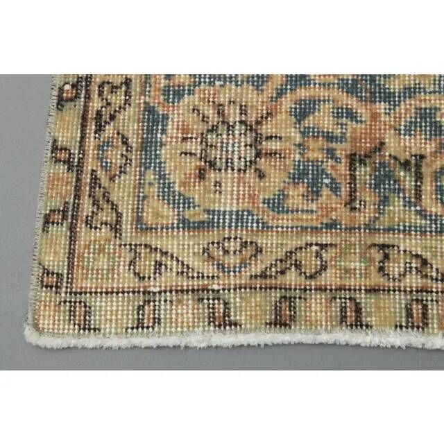 Tapis turc Oushak fait main en laine et coton orange des années 1970 203x312