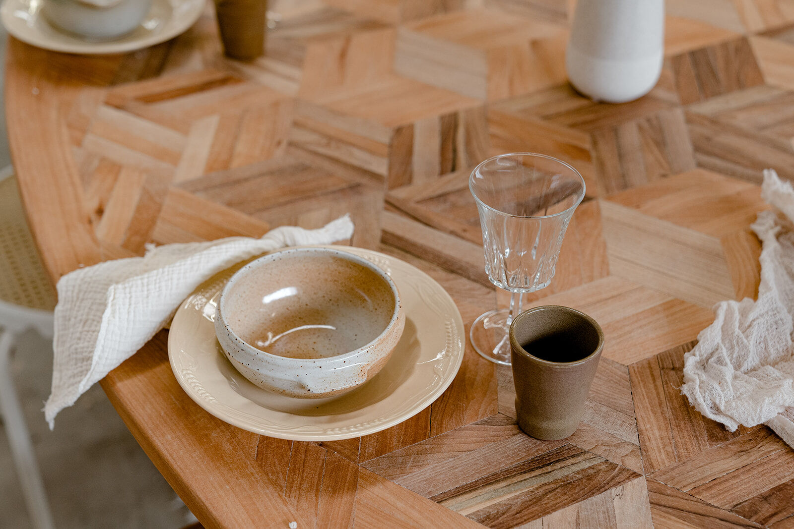 Oval marquetry table – solid wood