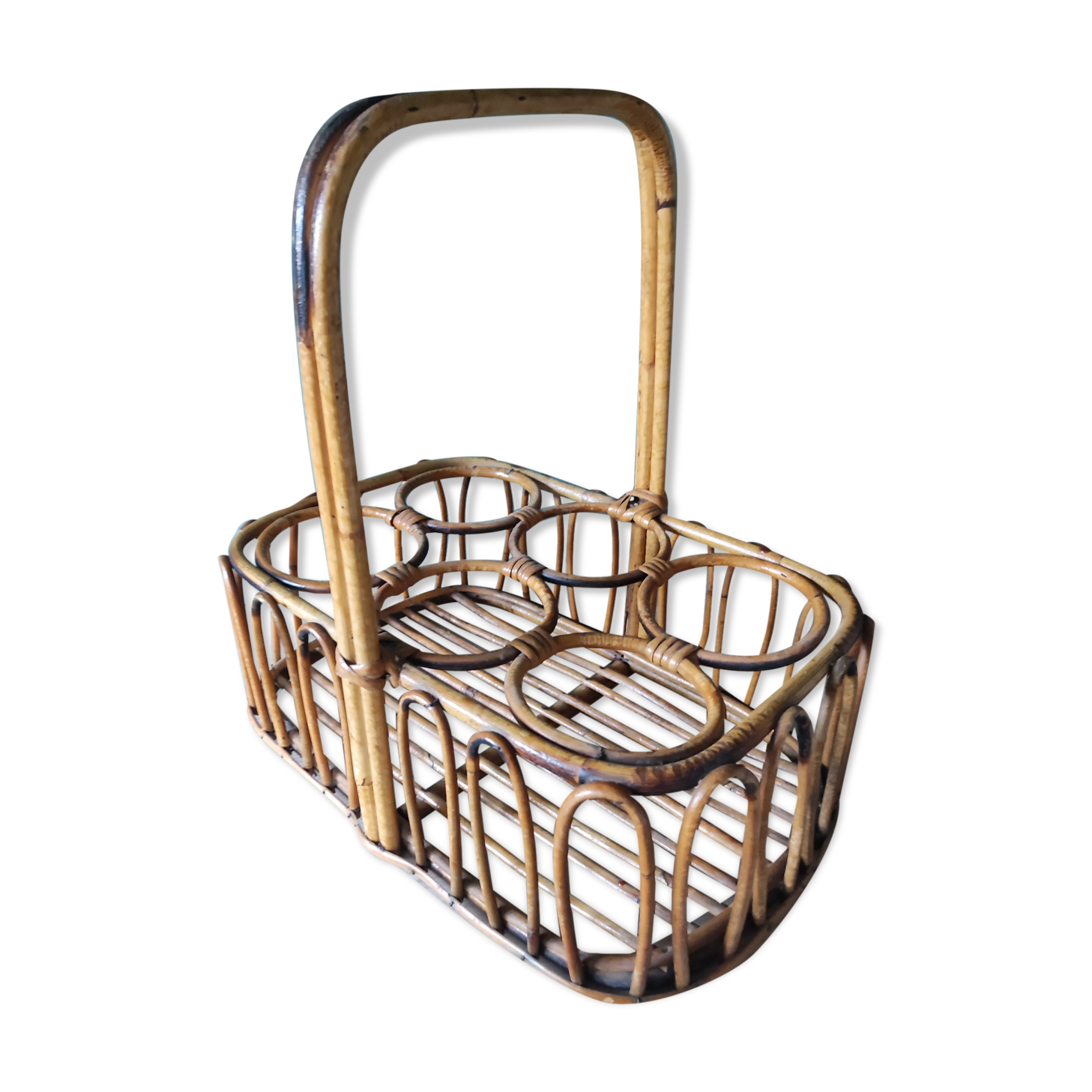 Bottle holder rattan vintage bamboo 50 60
