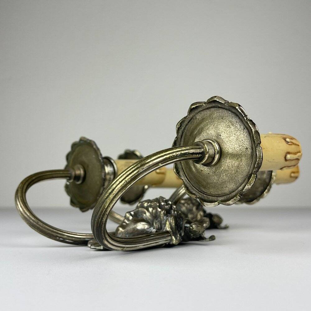 Silver-Plated Wall Lamp, France, 1930s, Set of 2