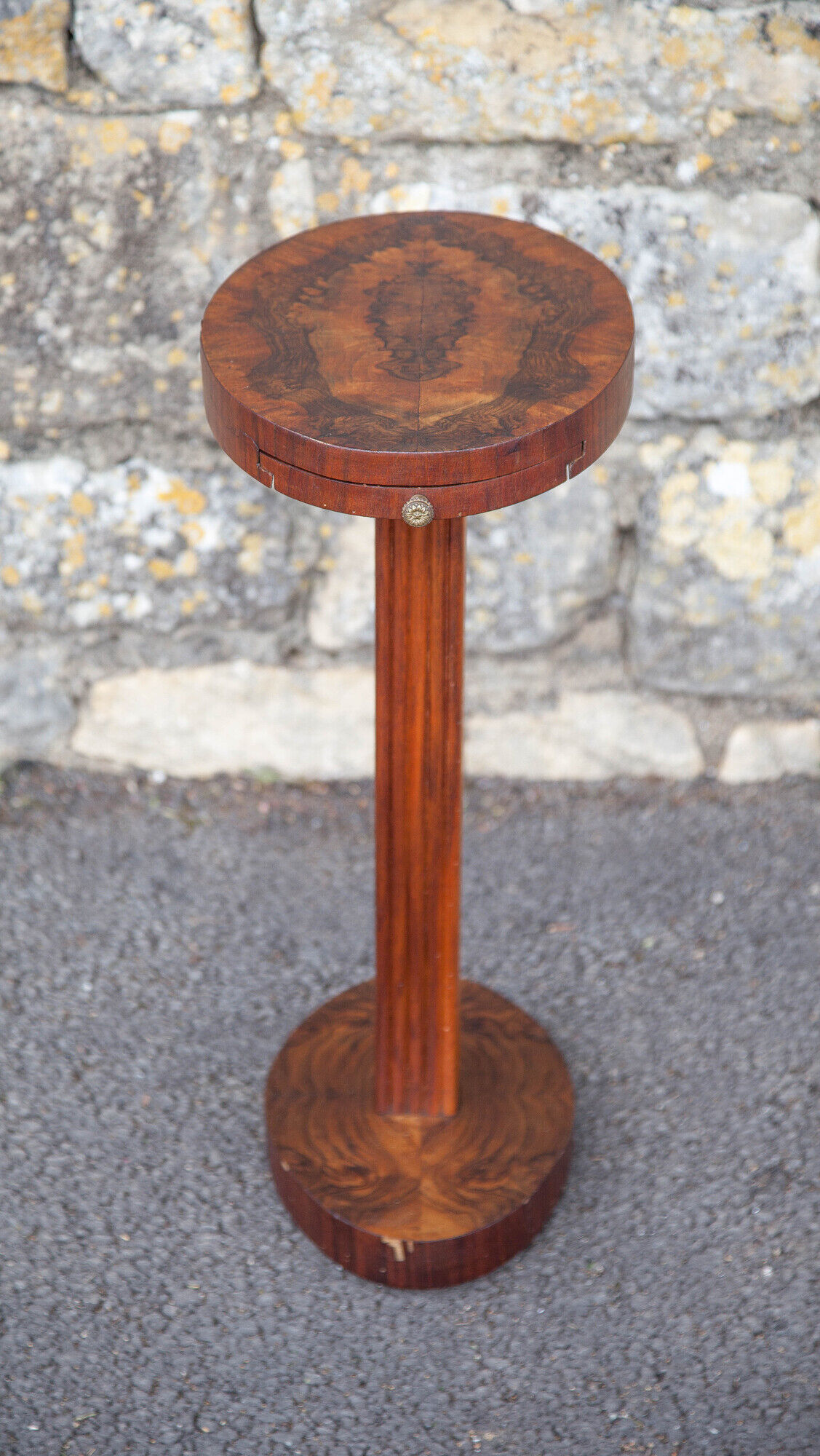 Art Deco wood pedestal table, art deco smoking table, end of sofa, art deco, 30's
