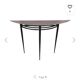 Console demie lune Pascal Mourgue plateau verre sablé pieds noirs