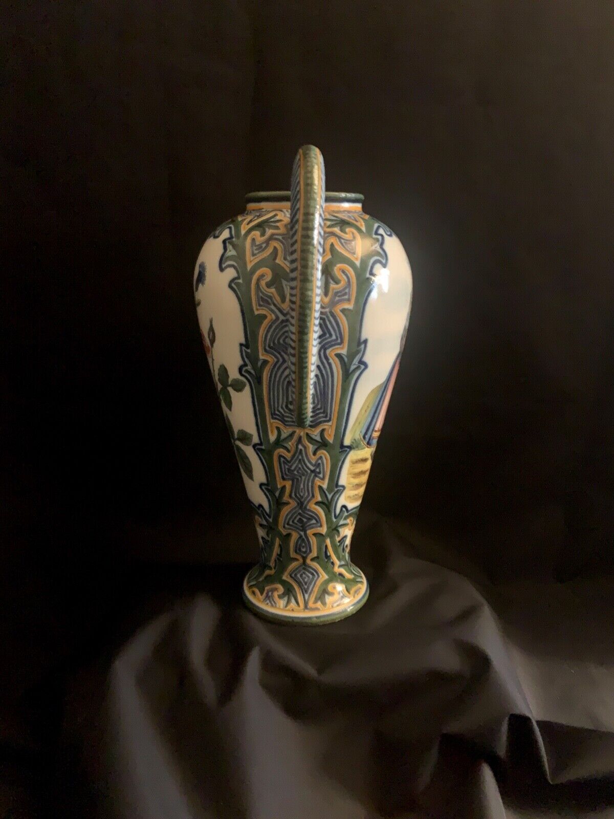 Henriot Quimper Vase, Signed HR, circa 1904-1922, numbered 13, Bretons, flowers