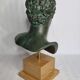 Bust of the Ephebus of Marathon in patinated plaster on base
