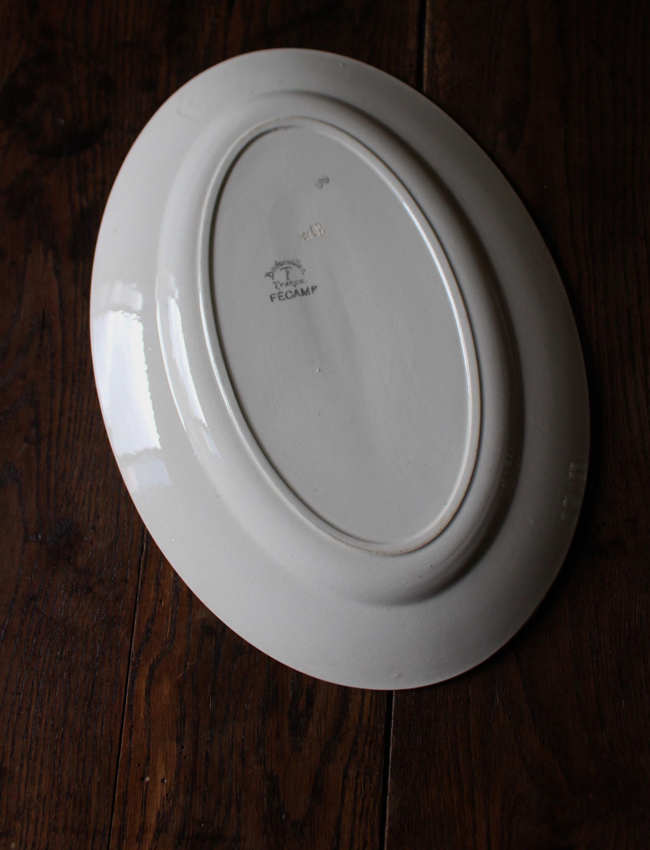 Oval dish Fécamp Badonviller 1900 blue red