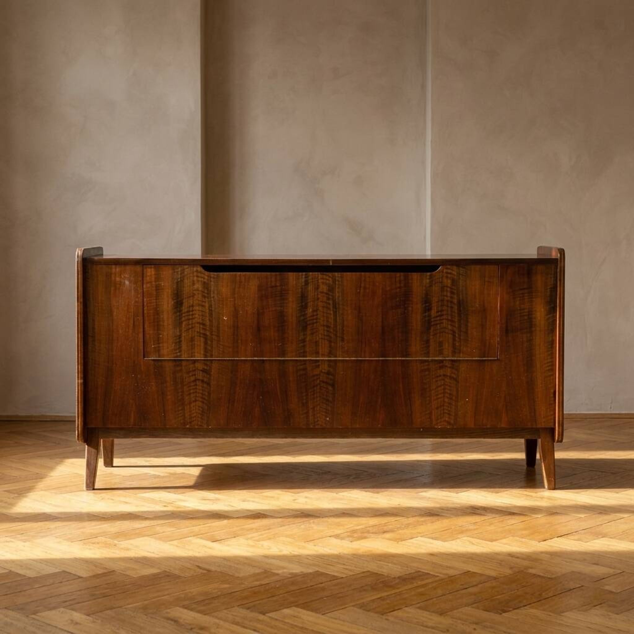 Mid-century walnut dresser by František Jirák, storage cabinet, 1970s