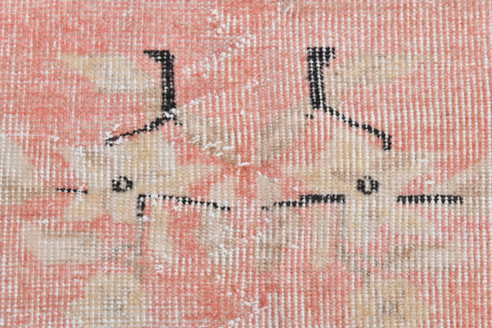 6x9 Turkish Soft Pink Bordered Vintage Rug, 191x282Cm