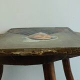 Portrait ancien français d'une dame, art populaire