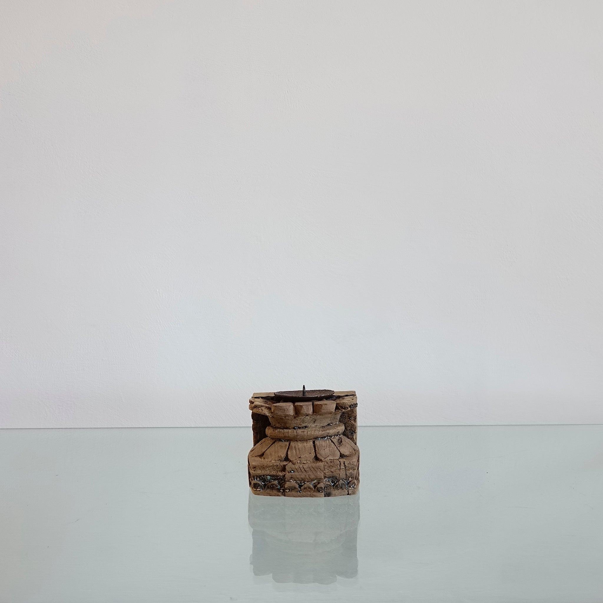 Old wooden candle holder