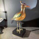 sculpture figurine polychrome porcelain & gilded bronze, Hollywood Regency,