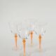 Set of 4 large wine glasses, orange, Art Nouveau, 1920.
