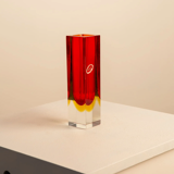 Red "Square" vase by Flavio Poli for Seguso 70's