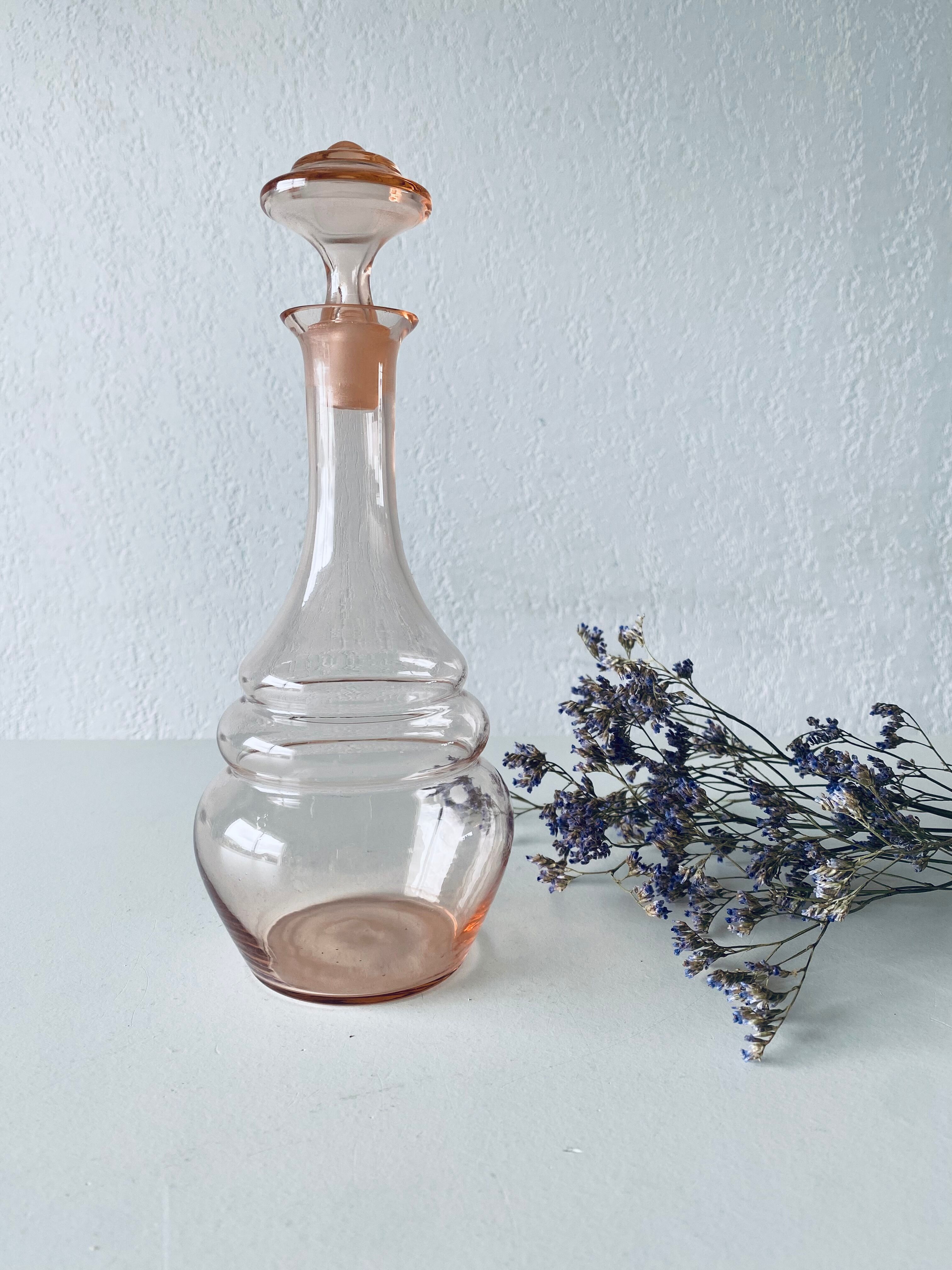Pink glass decanter