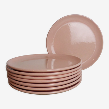 Set de 8 assiettes en céramique rose