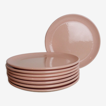 Set of 8 pink ceramic plates