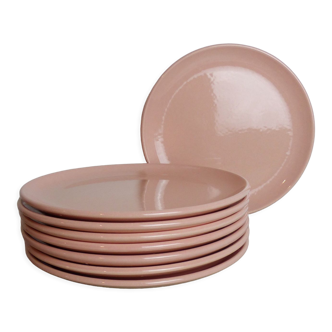 Set of 8 pink ceramic plates