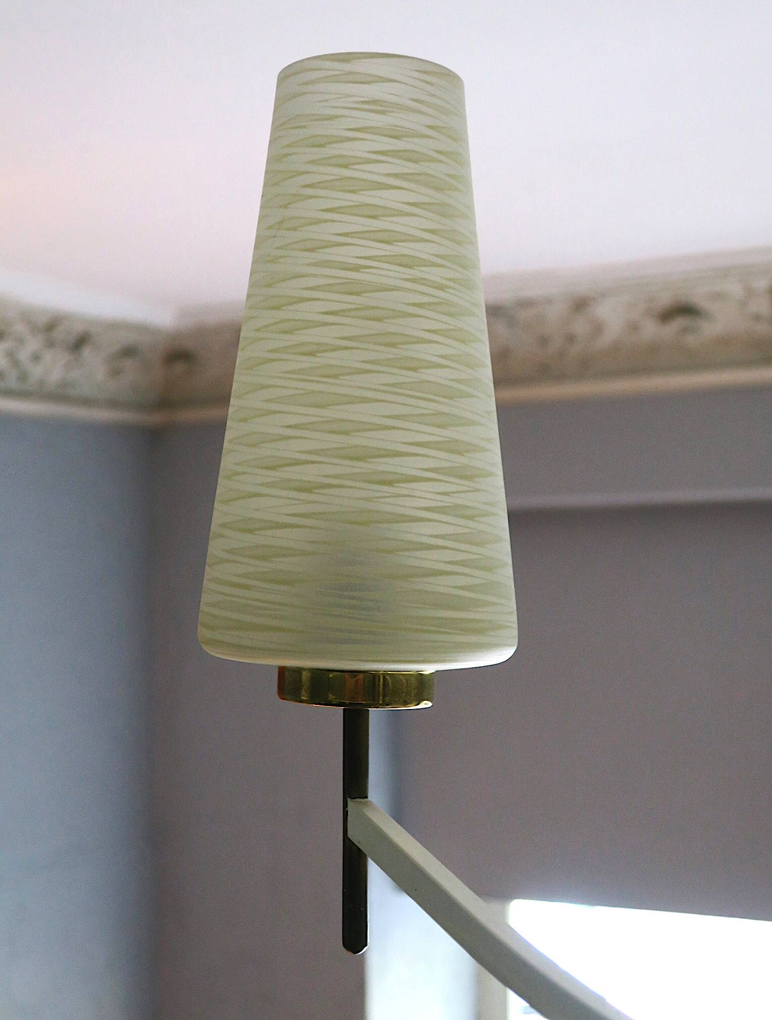 Italian brass and art glass chandelier, 1970s