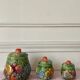 Pots in slip decoration fruits