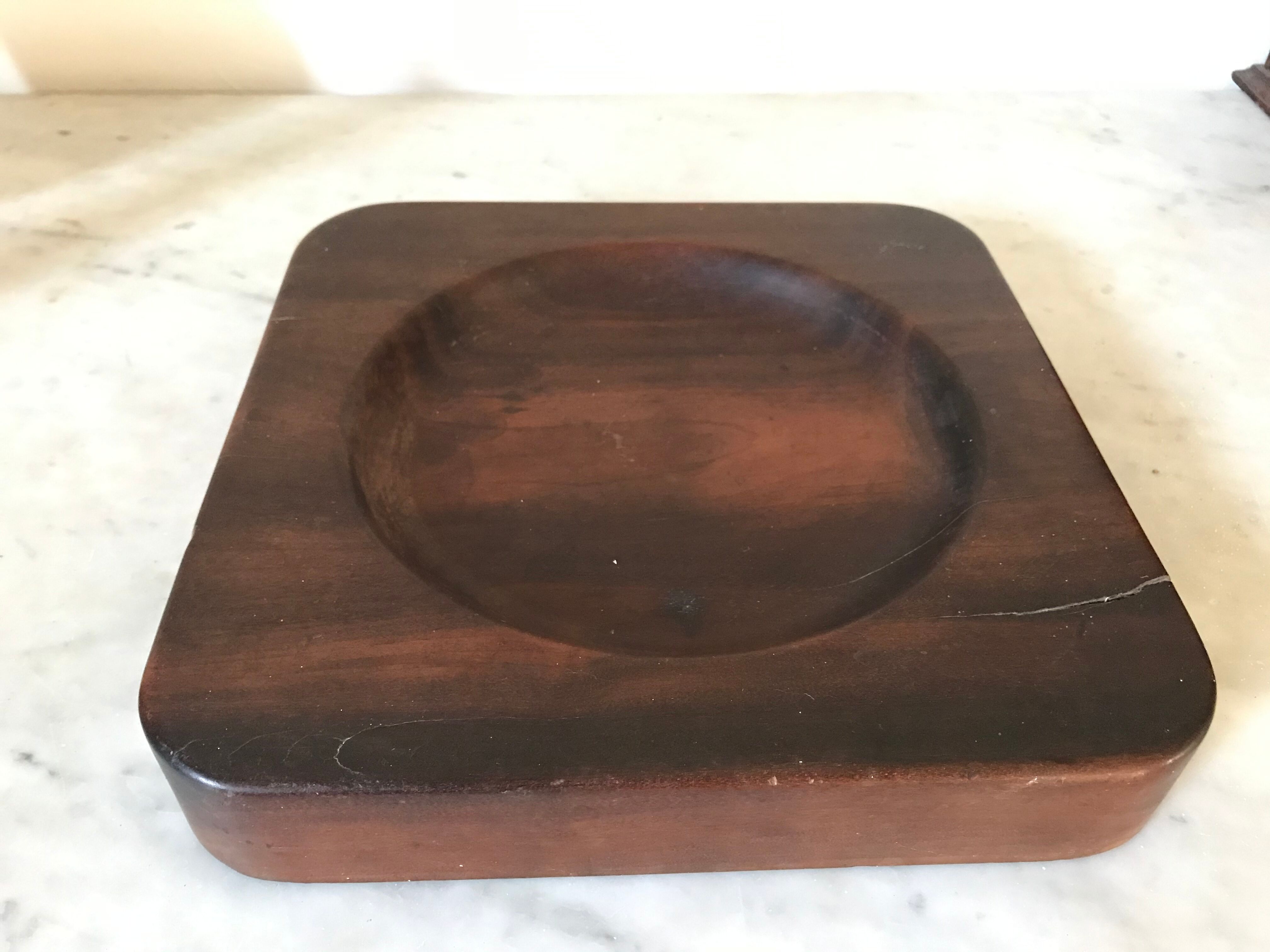 Vintage trinket bowl in solid wood