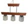 Mid-century pendant lamp with wooden frame and three pressed glass shades,