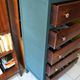 Chiffonnier vintage chêne commode vert anglais
