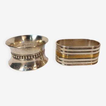 Set of two CHRISTOFLE silver-plated napkin rings