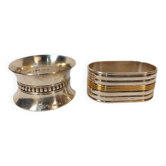 Set of two CHRISTOFLE silver-plated napkin rings