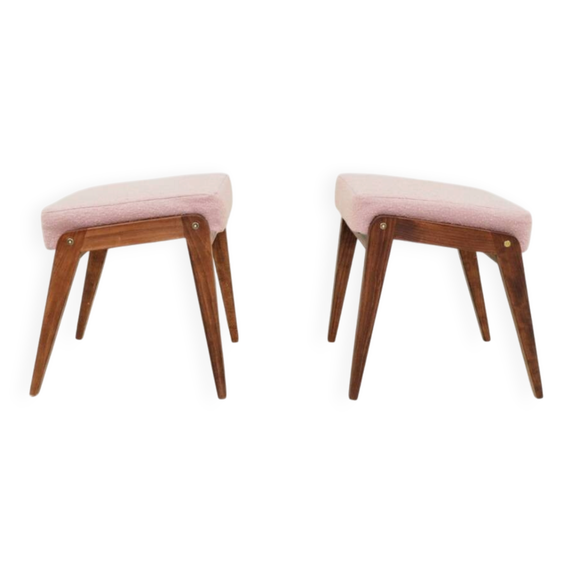 Vintage pink boucle tabouret modern design set of 2