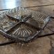 Amber glass compartmentalised serving bowl