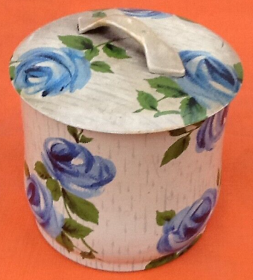 1950s Old lithographed box Blue pink décor
