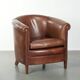 Cow leather club armchair in beautiful dark cognac colour in English style