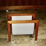 Magazine rack in danish teak and cotton 1950