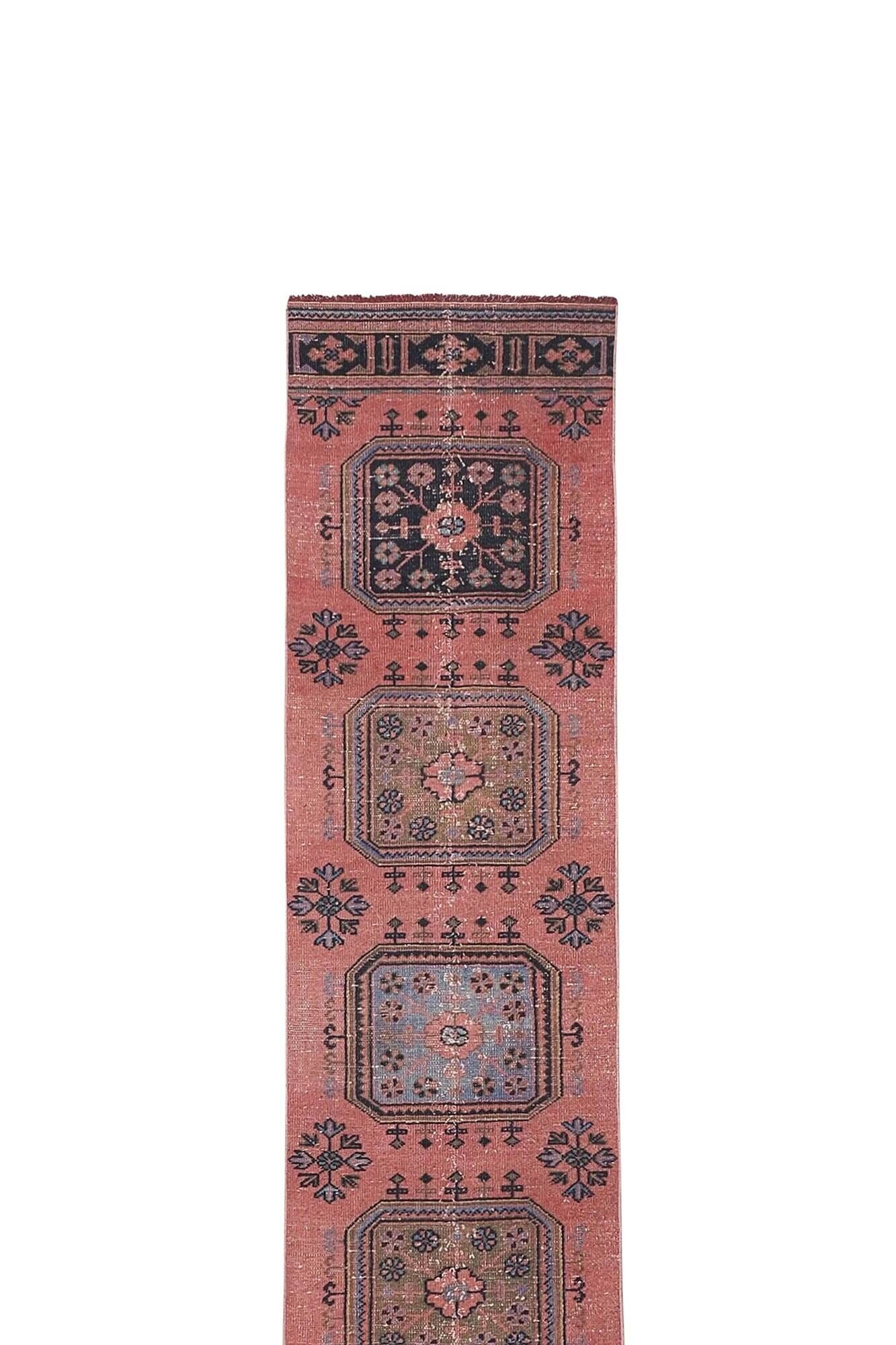Vintage Turkish hallway rug 77x661 cm