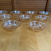 Série 9 Coupelles Bols Anciens Verre Moulé Ambré Irisé Vintage #E077