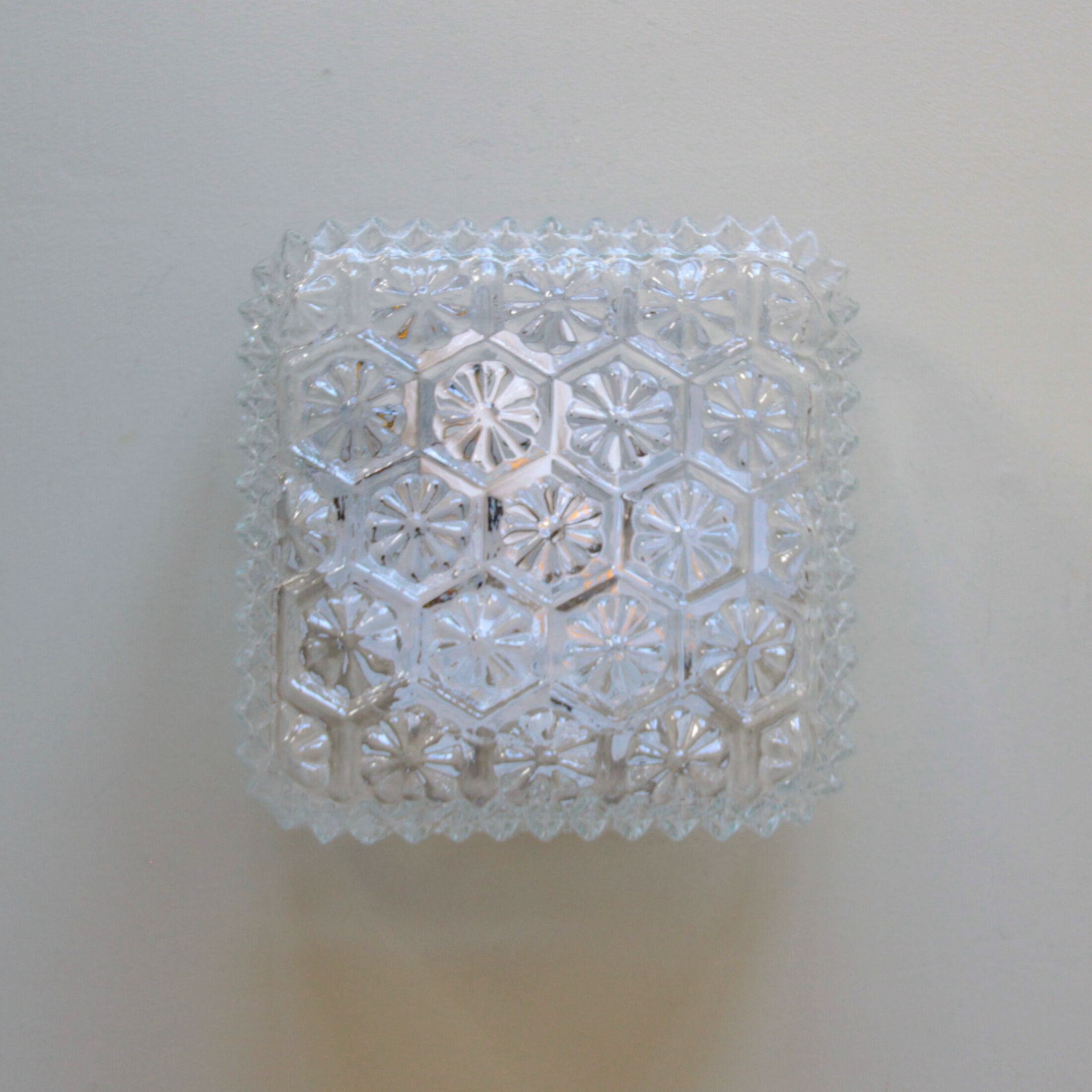 Wall lamp square ceiling lamp in minimalist glass 1970 1980 seventies eighties luminaire