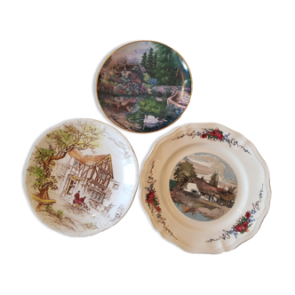 Lot 3 decorative plates Gien Sarreguemines and Stonebridge Cottage