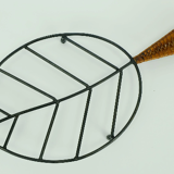 Danish modern leaf-shaped coaster metal and leather 1950s 60s
