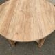 Renovated round extendable farmhouse dining table in solid oak 110-155cm.