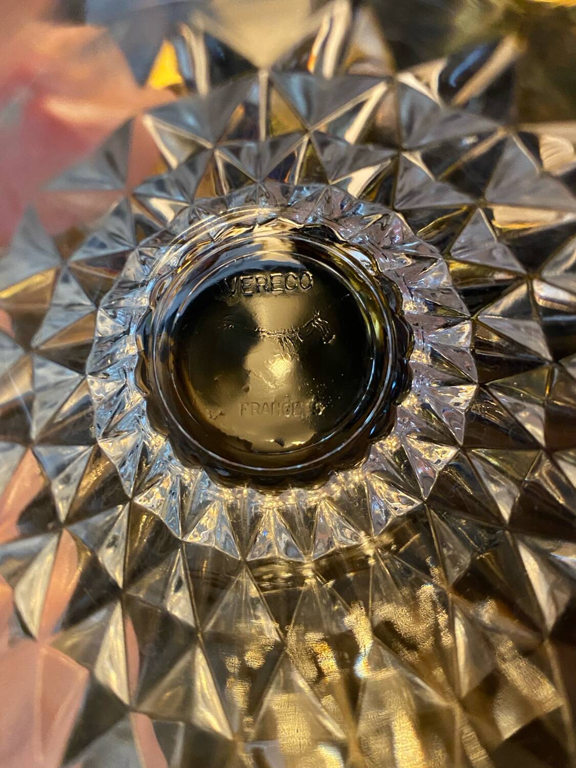 4 Vereco diamond-pointed glass glasses from the 60s