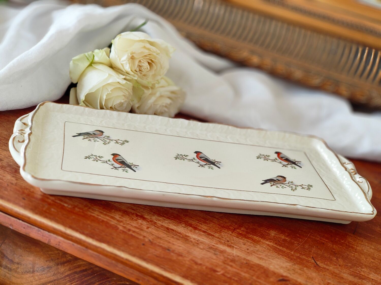 Ceranord St Amand cake dish - bird motifs