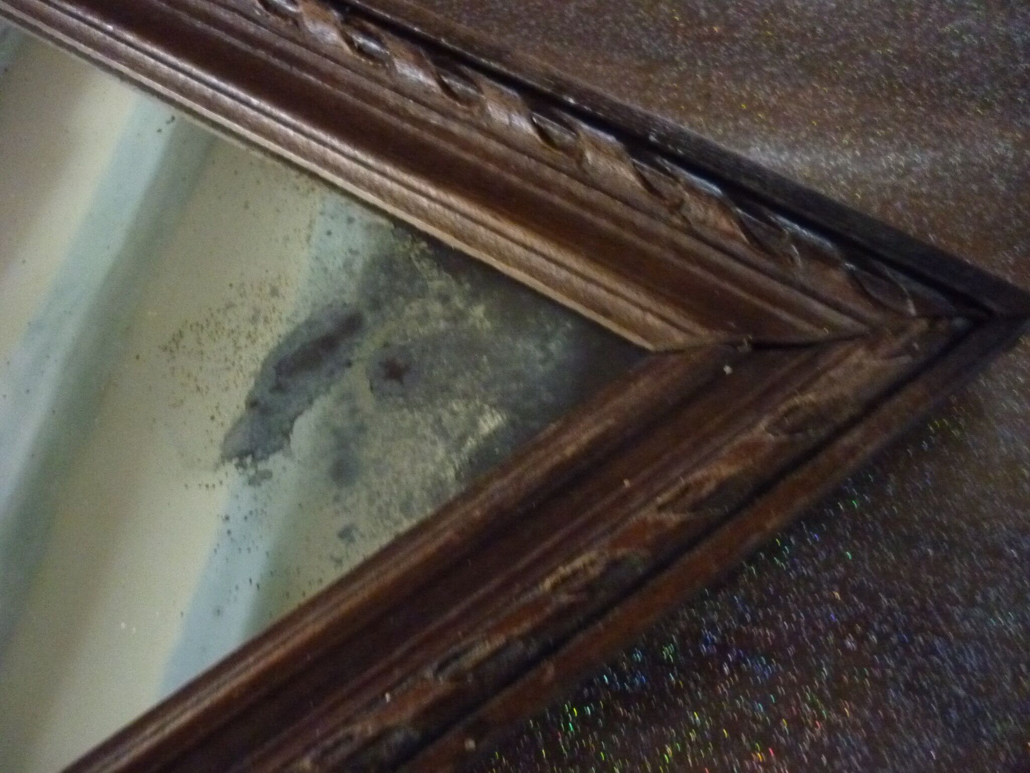 Wooden wall diamond mirror, 30s-40s 50x34cm