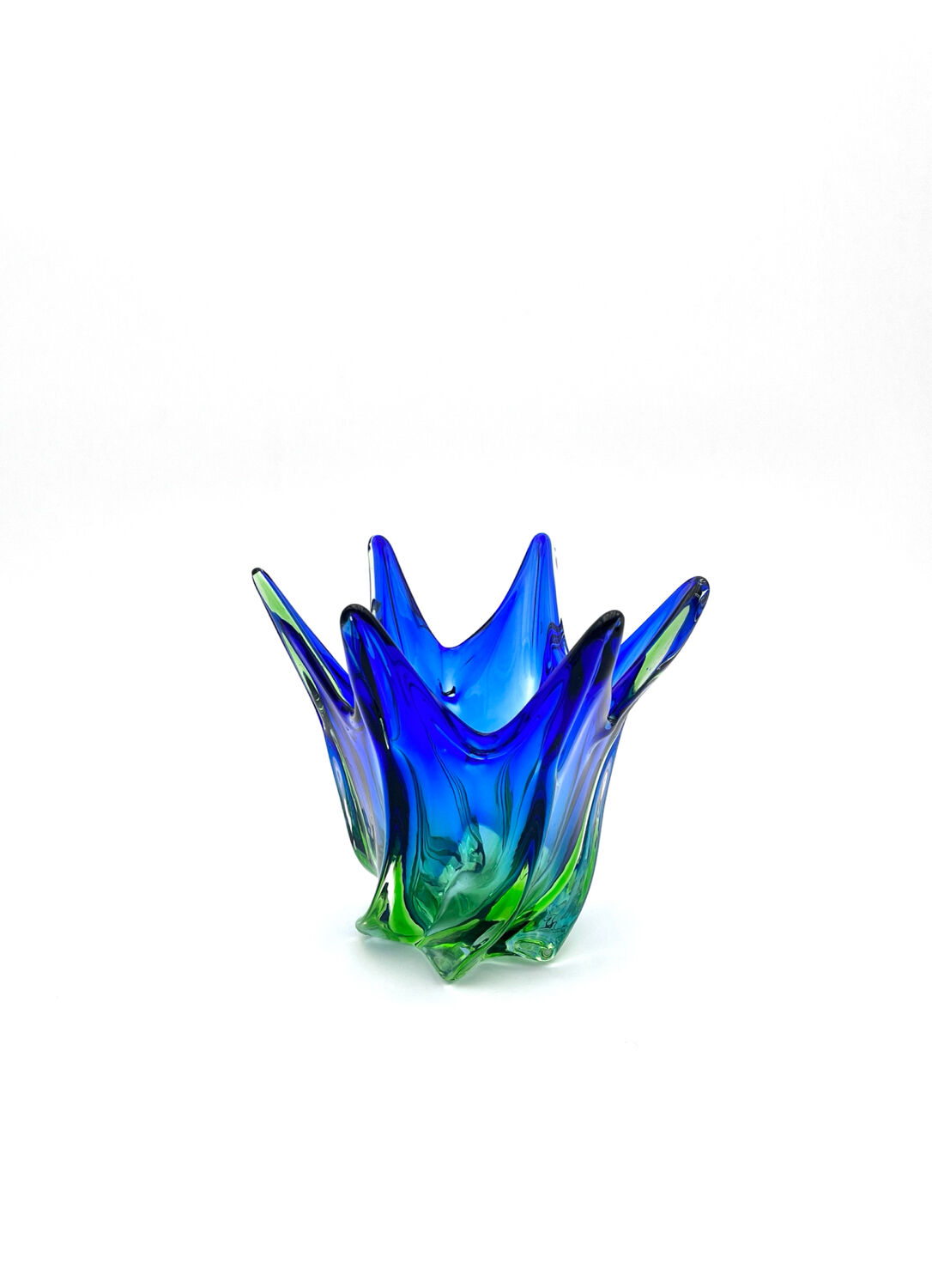 Sculptural Murano Vase – Cobalt Blue & Green - circa 1960