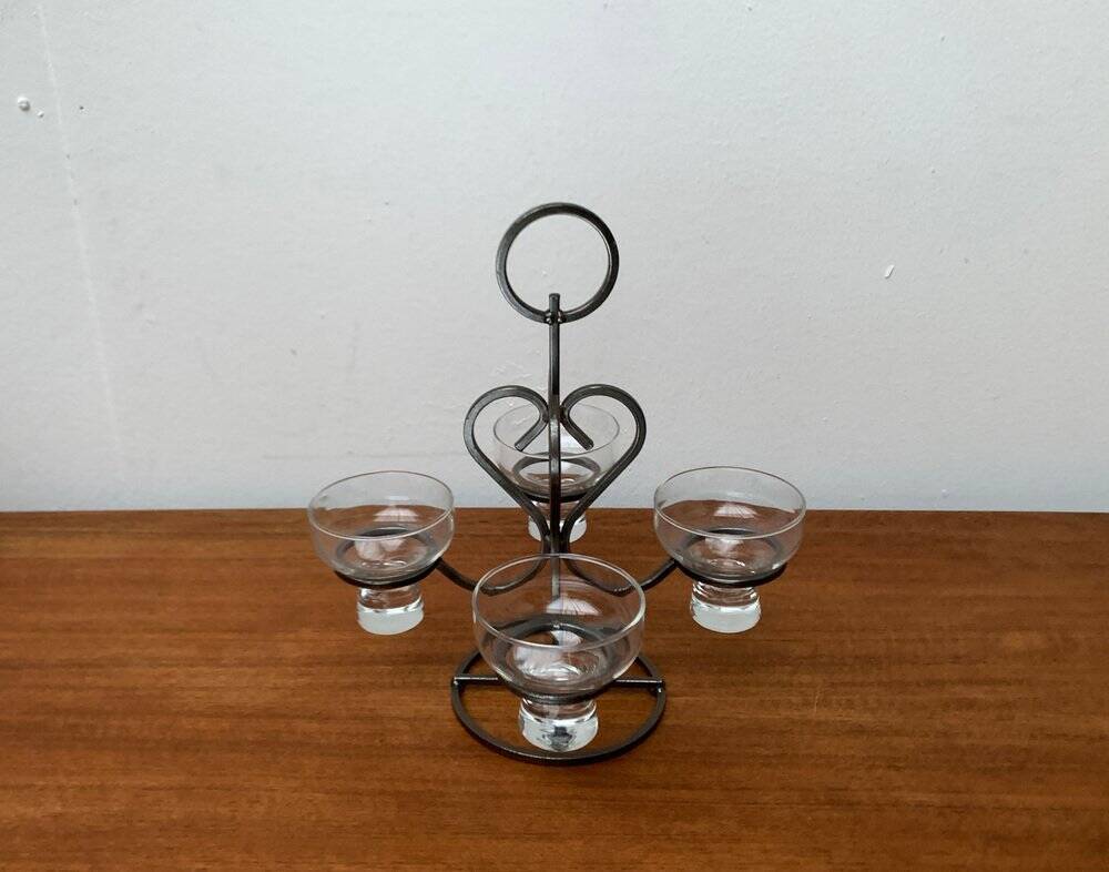 Bougeoir danois en métal et verre, années 1960